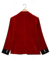  Męskie Marynarka Smokin Kołnierz zamykający Święta Zabytkowe Aksamit Solidne kolory Blazer Czerwony Zielony Luźny / a Jednorzędowa, jeden guzik