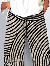 economico Pantaloni a gamba dritta-Per donna Gamba larga Chinos Pantaloni Larghi Vacanza Vintage Stile Etnico Lunghezza alla caviglia Vita Alta Grafico Geometrico A Pois Patchwork Coulisse Stampa Traspirante Inelastico All&#039;aperto