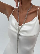 levne Dámský náhrdelník-Dámský pozlacený střapcový náhrdelník - elegantní vrstvený řetízkový choker s dlouhými třásněmi, výrazný šperk na večírky, do nočních klubů a večerní akce