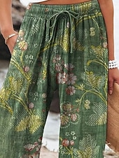 economico gamba larga e vita alta-Per donna Gamba larga Pantaloni Pantaloni Palazzo Moda Boho Lunghezza intera Vita Alta Fiore Elastico in vita Coulisse Stampato Traspirabilità Confortevole Streetwear Abbigliamento quotidiano Uscire