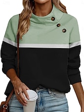 preiswerte Streifen- und geometrische Blusen-Damen Bluse Knöpfe Druck Farbblock Täglich Stilvoll Langarm Hoher Ausschnitt Normale Oberteile Täglich Ferien Blau Hellgrün Rosa Aprikose Grau Sommer Frühling Herbst