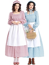  250e anniversaire des États-Unis 19ème siècle années 1800 Costume de cosplay Robe Prairie Ensemble bonnet et tablier Fille pionnière Epoque Coloniale Pionnier Guerre d'indépendance américaine Fleuri
