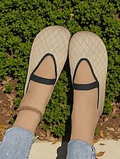 olcso Női lapos sarkú cipők-női széles, mezítlábas Mary Jane cipők – lélegző, gyémántmintás flyknit lapos talpú cipő parkban sétáláshoz, szabadtéri tevékenységekhez és hétköznapi kényelemhez