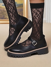 economico Ballerine da donna-Mary Jane ballerine nere da donna con cinturino con fibbia - scarpe con plateau in similpelle per adolescenti e donne, ideali per la scuola, lo streetwear e gli outfit autunnali