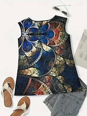 olcso Művészet és Dizájn Ujjatlan Felső-Női Camisole Tank Top Ombre Grafika Mértani Szüret Tropikus Napi Ujjatlan Terített nyak Szögletes Kanálnyak Normál felsők Napi Nyomtatott Medence Nyár Tavasz