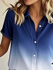 preiswerte Blumenoberteile-Damenhemd Langarm Button-Down-Bluse Einfarbig Ombre Grafik Vintage Tropisch Tägliches Kurzarmhemd Kragen Reguläre Oberteile Täglich Hellgrün Blau Lila Sommer Herbst