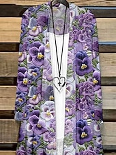 בגדי ריקוד נשים חולצה פרחוני גראפי פרפר אלגנטית מסוגנן בסיסי שרוול ארוך צווארון V חולצות רגילות יומי סגול תלתן קיץ אביב זול טופים פשוטים לנשים-בגדי ריקוד נשים חולצה פרחוני גראפי פרפר אלגנטית מסוגנן בסיסי שרוול ארוך צווארון V חולצות רגילות יומי סגול תלתן קיץ אביב