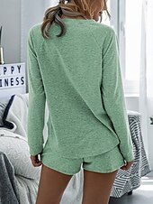 tanie Damskie krótkie komplety-Damskie Moda Moda miejska Codzienny Zestawy spodenek Długi rękaw Półgolf Równina Ściągana na sznurek Codzienny Czarny Rumiany róż Królewski błękit Lato Luźna