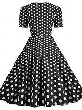 levne Šaty-Retro 50. léta Rockabilly Ke kolenům Šaty Houpací šaty Flare šaty Kostkovaný Vzor gingham Puntíkované Dámské Karneval Plesová maškaráda Dovolená Na den Retro tematická párty Dospělí Šaty Jaro léto