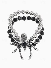 お買い得  ハロウィンアクセサリー-女性用ハロウィンスパイダージュエリーセット - ゴシックビーズチョーカー、調節可能なブレスレットとステートメントリング、コスチュームパーティー、コスプレ、不気味な夜のお出かけに最適な合金ラインストーンデザイン