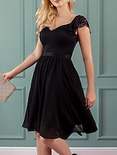 Damskie Sukienka mini Koronkowa sukienka Sukienka koktajlowa Sukienka dla gościa weselnego Szyfon Elegancja Moda Nowoczesny Na zewnątrz Spotkanie towarzyskie Regularny Równina Krótki rękaw W serek tanie Sukienki z szyfonu-Damskie Sukienka mini Koronkowa sukienka Sukienka koktajlowa Sukienka dla gościa weselnego Szyfon Elegancja Moda Nowoczesny Na zewnątrz Spotkanie towarzyskie Regularny Równina Krótki rękaw W serek