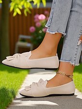 abordables Chaussures sans lacet et mocassins femme-Chaussures à enfiler Flyknit Bow pour femmes – Chaussures plates décontractées, légères et respirantes pour un usage quotidien, les pique-niques dans le jardin et les rassemblements en plein air