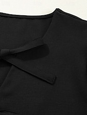 abordables Hauts Unis pour Femmes-Femmes Chemisier Uni Moderne Occasionnel Manche Courte Col ras du cou Hauts Réguliers Quotidien Fête Sortir Œillet Noir Automne