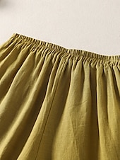 baratos Calça de linho de algodão simples-Mulheres Calças de linho de algodão chinês Estilo Étnico Básico Casual Comprimento total Cintura Alta Tecido Bolsos Com Cordão Conforto Exterior Com Stretch Férias Rua Diário Preto Branco fúcsia
