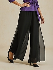 baratos calças sociais femininas-Mulheres Atrevido Calças retas Elegante à moda Estilo Clássico Comprimento total Cintura Média Côr Sólida Cintura elástica Com Stretch Casamento Férias Festa Preto Primavera / Outono / Inverno / Verão