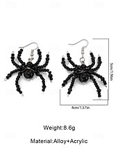 abordables Accesorios de Halloween-Conjunto de collar y pendientes de cuentas de araña de Halloween para mujer: joyería acrílica gótica de aleación negra y roja, accesorios de disfraz espeluznantes y adorables para fiestas y cosplay.