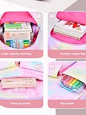 economico Zaini per Bambini e Adolescenti-Zaino scolastico pastello arcobaleno per ragazze preadolescenti borsa per libri leggera di grande capacità con multi tasche per viaggi quotidiani a scuola elementare