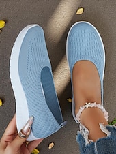 preiswerte Damen-Sneaker-Grüne Flyknit-Wanderschuhe für Damen – leichte, bequeme Slip-On-Schuhe für Spaziergänge im Freien, zum Einkaufen und zum Tragen den ganzen Tag