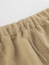 billiga breda ben och hög midja-Dam Fleecebyxor Byxor Rak Mode Streetwear Fullängd Hög midja Slät Snörning Elastisk midja Mateial som andas Bekväm Microelastisk Gata Dagliga kläder Utekväll Vit Brun Kaki Höst Vinter Normal