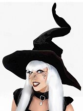 billiga Halloween-tillbehör-Damhäxhatt i sammet för halloween – spetsig gotisk kostymaccessoar för cosplay, fester och festivaler för kvinnor