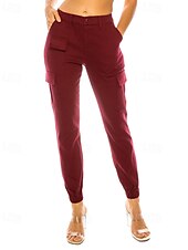 cheap Women&#039;s Cargo Pants-Women&#039;s Cargo Pants Slacks Streetwear Casual Full Length Natural Plain Pocket Soft Holiday Weekend Dark Yellow claret Forest Green Camel Fall Regular Fit