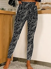 economico -Per donna Pantaloni Eleganti Leggings Collant Atletico Lunghezza intera Naturale Grafico Stampato Comodo Sollevamento glutei Controllo addominale Yoga Casual Quotidiano Oro nero Nero 1 # Nero 2
