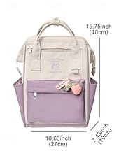 abordables Sacs à dos de Collège-Sac à dos kawaii colorblock pour adolescentes – cartable léger avec grande capacité et porte-clés en forme de fruit pour un usage quotidien et sur le campus