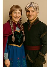 economico Parrucche di Coppia-Parrucche Anna parrucca intrecciata doppia cosplay lunga parrucca marrone per donne ragazze festa parrucche di Halloween