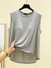 olcso Egyszerű ujjatlan felső-Női Camisole Tank Top Tömör szín Napi Alkalmi Ujjatlan Terített nyak Normál felsők Napi Fekete Arcpír rózsaszín Bíbor Lóhere Khakizöld Nyár Tavasz