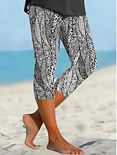 billige Kunst og design trykk-Dame Leggings Ferie Årgang Etnisk stil Capris Høy Midje Grafisk Abstrakt comfy Hurtigtørkende Pusteevne Elastisk Formell utendørs Feriereise Svart Sommer Vår Mager