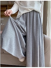 abordables jambe large et taille haute-Femmes Jambe large Chinos Occasionnel Longueur mollet Naturel Uni in in france they say Pontalon wide leg Confortable Respirabilité Décontracté Quotidien Noir gris foncé Kaki Gris Clair Printemps