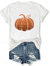abordables Hauts d&amp;#39;Halloween-Halloween Femmes T-shirt Graphique Halloween ancien Élégant Classique Manche Courte Col ras du cou Col rond Hauts Réguliers Quotidien Week-end Imprimé Noir Blanche Jaune Rose Claire Rouge Été Automne