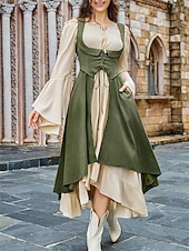 cheap Dresses-Medieval Renaissance Cocktail Dress Cosplay Costume Prom Dresses Viking Outlander Fancy Dress Women's Celtic Pirate Fantasy Masquerade LARP Ren Faire Festival Adults' Dress