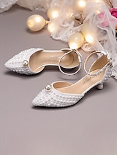 economico Formale-Set di scarpe da sposa da donna con pochette e decorazioni in perle: eleganti tacchi a spillo con cinturino alla caviglia, design con perline e borsa da sera abbinata, perfetti per matrimoni formali