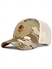 preiswerte Herrenhüte-Taktische Baseballkappe mit Totenkopf-Stickerei für Herren – verstellbare Netzrückseite, Camouflage-Stil, lässige Outdoor-Sportmütze für Halloween-Partys und den Alltag
