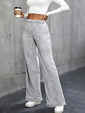 economico gamba larga e vita alta-Per donna Gamba larga Pantaloni Eleganti Streetwear Casual Lunghezza intera Naturale Semplice Elastico in vita Confortevole Ferie Uscire Weekend Grigio Nero Bianco Cachi Autunno Vestibilità regolare