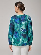 voordelige Blouses &amp;amp; Shirts-abstracte bloemen chiffon crop top