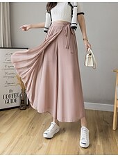 economico gamba larga e vita alta-Per donna Gamba larga Chinos Casual Lunghezza intera Naturale Semplice Gamba larga Coulisse Comodo Traspirabilità Casual Quotidiano Nero Rosa Blu Primavera Autunno Vestibilità comoda