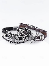 abordables Accessoires d&#039;Halloween-Bracelet araignée d&#039;Halloween pour homme – Bracelet tressé en similicuir gothique avec breloque araignée en alliage, bijou ajustable de style punk pour fêtes, cosplay et événements en boîte de nuit