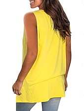 billige Enkel tank topp-Dame Camisole Tank Top Helfarge Stilfull Fritid Ermeløs V-hals Vanlige topper Daglig Svart Hvit Gul Rosa Rød Sommer Vår