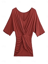 preiswerte Damen Einfache Oberteile-Damen Minikleid Freizeitkleid Etui-Kleid Sommerkleid Gerafftes Kleid Mode Modern Täglich Strand Wochenende Normale Passform Einfach Dreiviertelarm V Ausschnitt Schwarz Weiß Rosa Rote Sommer Frühling