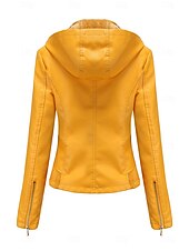 economico Giacche in finta pelle-Per donna Giacca in Ecopelle Giacca in Pile Impermeabile Confortevole Tasca Cerniera completa Foderato in pile Moda Stile da Strada Semplice All&#039;aperto Casual Quotidiano Regolare Con Cappuccio