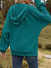 billige Teksturert hettegensere og sweatshirt-Dame Hettegensere med glidelås عادي Gatemote Fritid Langermet Med hette Vanlige topper Gate Ferie Ut på byen Glidelås Lomme Lys Rosa Svart Vin Navyblå Blå Høst Vinter