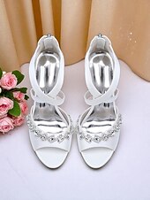 رخيصةأون كوكتيل-صنادل نسائية بكعب عالٍ ومقدمة مفتوحة من الأمام ومرصعة بأحجار الراين من الساتان - أحذية أنيقة بأشرطة متقاطعة للسيدات، مثالية لحفلات الكوكتيل والمناسبات الرسمية