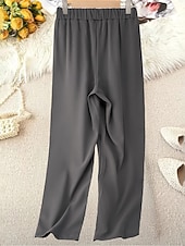 economico gamba larga e vita alta-Per donna Gamba larga Pantaloni Eleganti Moda Streetwear Lunghezza intera Naturale Semplice Tasca Elastico in vita Confortevole Formale Ufficio Uscire Grigio Nero Autunno Vestibilità regolare
