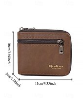 economico Portafogli-Portafoglio da uomo in similpelle con cerniera – design sottile a due ante con più scomparti per carte e tasca portamonete, borsa elegante e resistente per lavoro, viaggi e uso quotidiano