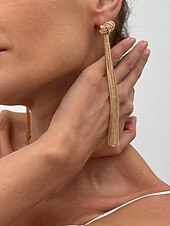 levne Dámský náhrdelník-Dámský pozlacený střapcový náhrdelník - elegantní vrstvený řetízkový choker s dlouhými třásněmi, výrazný šperk na večírky, do nočních klubů a večerní akce