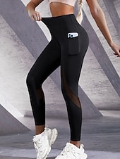 olcso Sima leggings-Női Harisnyanadrág Harisnyanadrág Sportos Teljes hossz Magas derék Kollázs Kollázs Oldalzsebek kellemes Alakformáló Hasformáló Jóga Alkalmi / Napi Fekete Burgundi vörös Tavasz Ősz Sovány