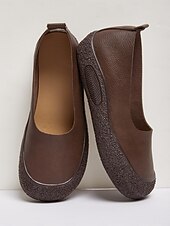 preiswerte Damenhausschuhe und -halbschuhe-Damen Flache Schuhe Barfußschuhe Weiche Schuhe Schuhe mit weiter Passform Täglich Reise Muttertag Flacher Absatz Runde Zehe Lässig Komfort Minimalismus Kunstleder Loafer Schwarz Kaffee