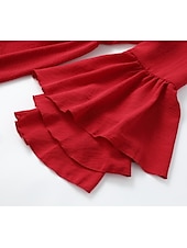 preiswerte Ausgefallene Kleider-Damen Minikleid Boho-Kleid Westernkleid Mode Klassisch Modern Outdoor Ferien Ausgehen Normale Passform Einfach Langarm V Ausschnitt Rote Sommer
